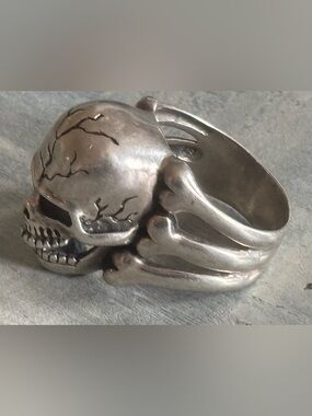 Heavy 925 Sterling Silver Skull Ring Gothic Biker Skeleton